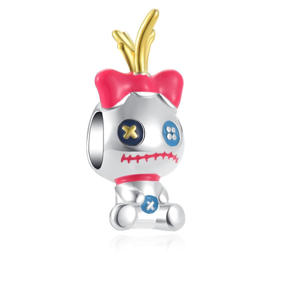 Europe New Copper Pig Doll Charm Cute Pink Cake Dangle Pendant Bead Fit Original Bracelet Jewelry For Gift