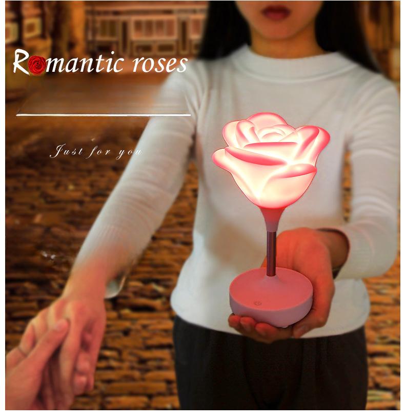 1 szt. Romantyczna Atmosfera Róża Lampka Nocna Ładowanie USB Dotykowe Trójstopniowe Ściemnianie LED Kwiatowa Lampka Nocna Prezent dla Ukochanego