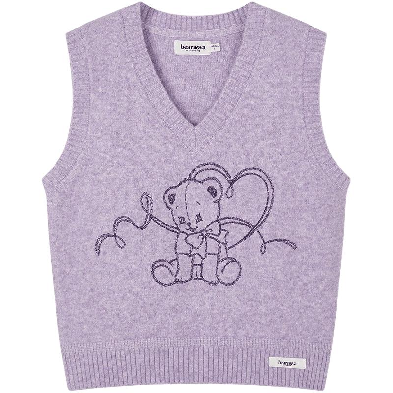 

Вязаный жилет с V-образным вырезом и вышивкой «Мишка Тини Вини» L