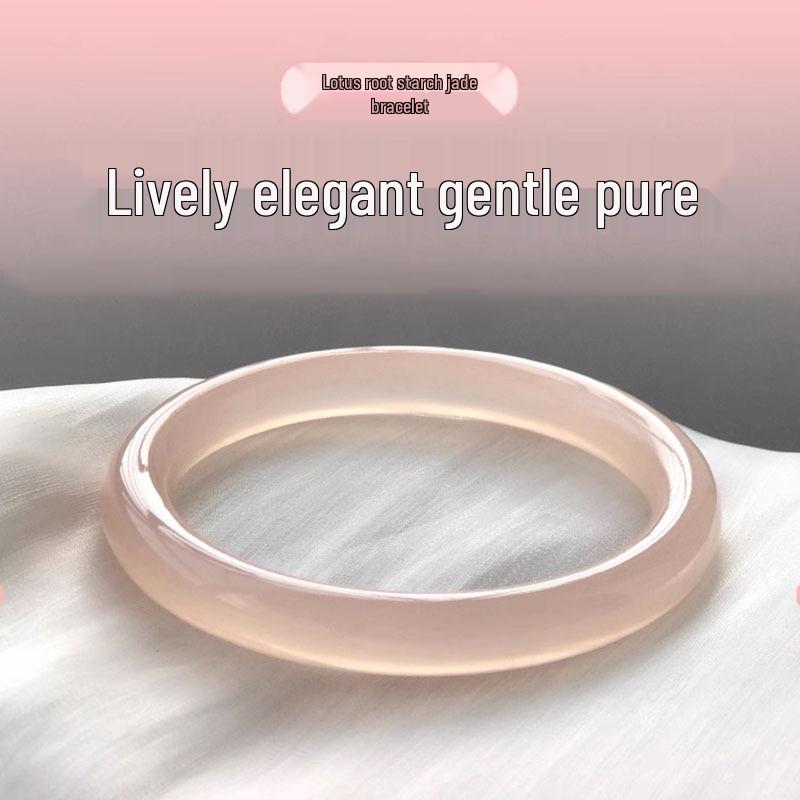 Natural Jade & Pink Afghan Lotus Bracelet for Girls – Not Hetian Jade 58mm inner diameter