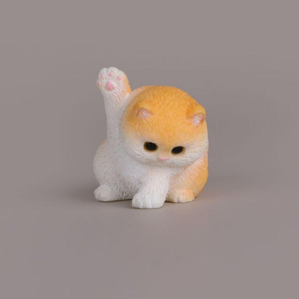 4Pcs/se Handicraft Cat Sculpture DIY Animal Statue Creative Simulation Kitten Ornaments  Desktop