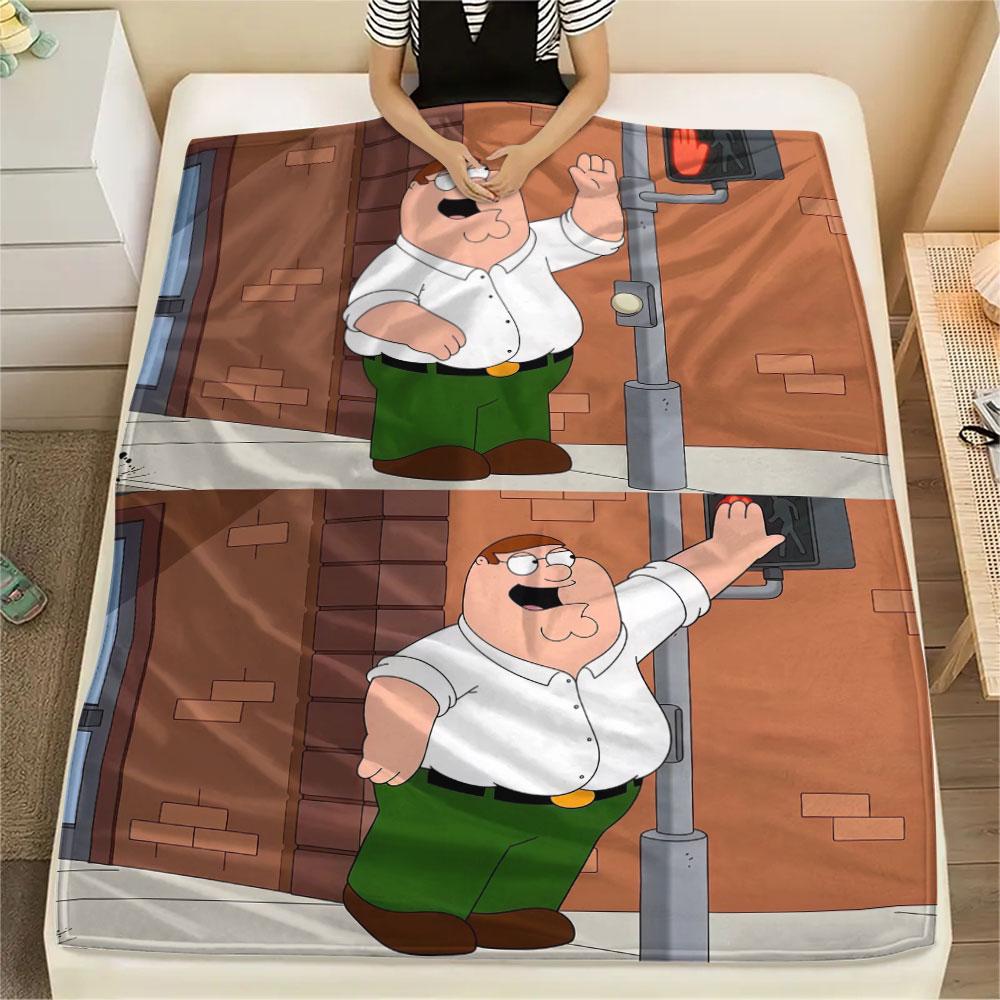 Peter Griffin Printed Flannel Blanket, soft throw for bedroom sofa, washable, fan merchandise, great gift.