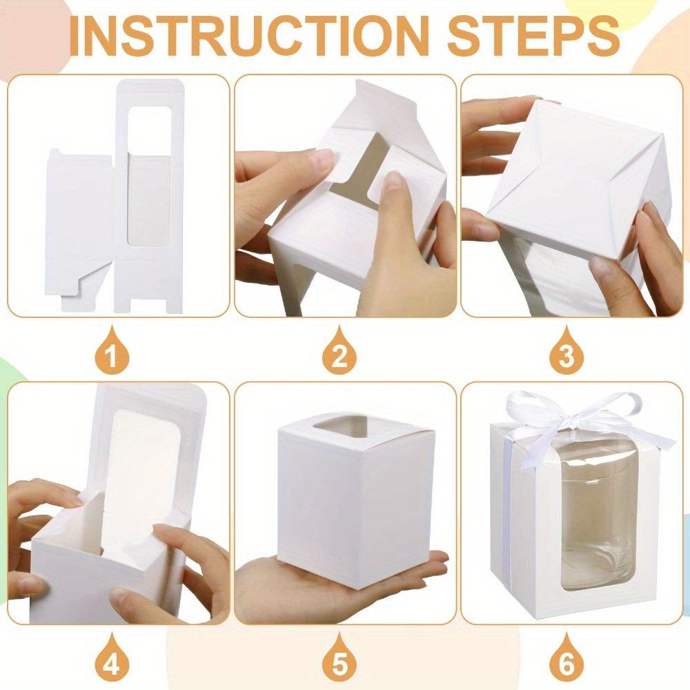 14 piezas Cajas de Regalo de Papel Blanco con Ventana Transparente y Cinta Blanca Caja de Regalo para Copa de Vino Caja de Exhibición para Cristalería Cajas de Detalles para Boda Cumpleaños