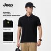 Jeep Short-Sleeve T-Shirt for Men, Summer Polo Shirt, Business Casual Simple Loose Cool-Feeling Top, Pure Black, M