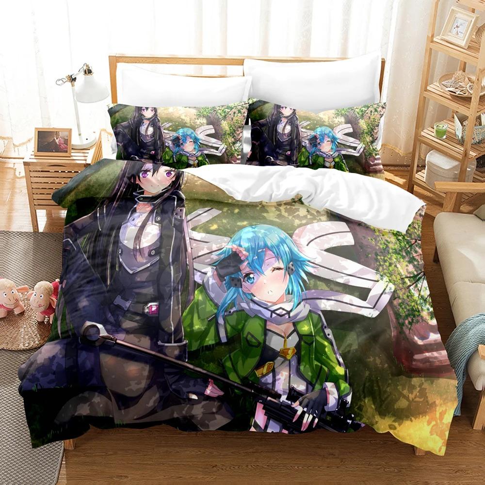 Anime Sword  Art Online Bedding Sets Japan Cartoon Bed Linen Polyester 3D Gift for Kids Twin Single Queen King Size Duvet Covers