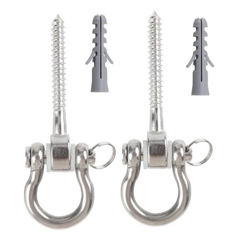 

AEE4-Swing Hangers Swing Set Hooks M8 Heavy Duty 180° Stainless Steel Hammock Hooks 1800LB Capacity For Sandbag Hammock Chair Du срібний