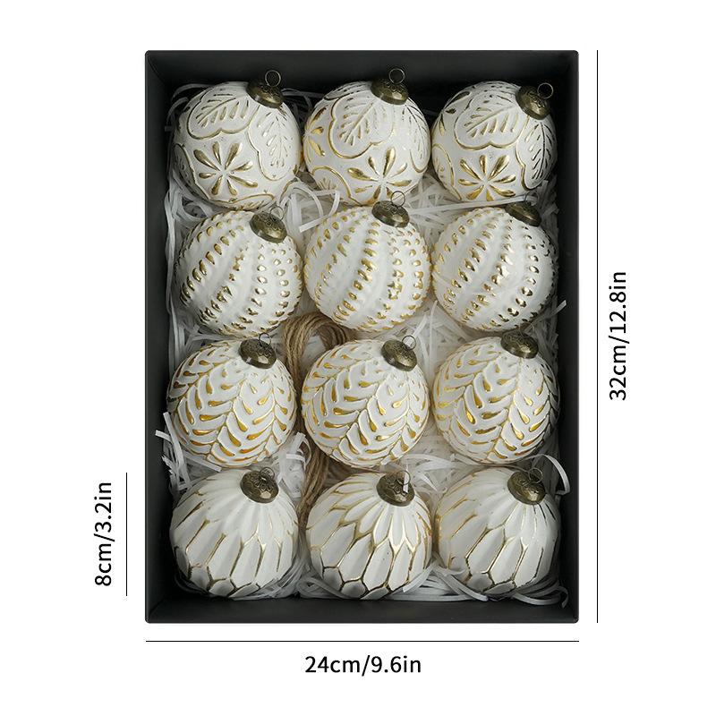 12Pcs Vintage Green Christmas Ball Ornaments 8Cm Retro Christmas Tree Baubles for Home Indoor Decor DIY Holiday Crafts Supplies