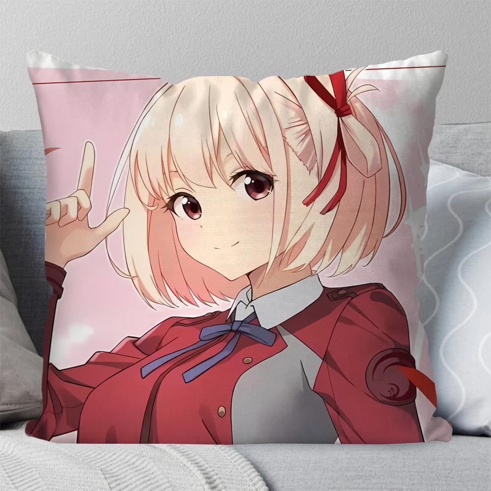 Chisato Nishikigi Anime Lycoris Recoil Kissenbezug Quadratisches Kissen Schlafzimmer Sofa Freizeit Komfort Wohnzimmer Heimdekoration 40X40
