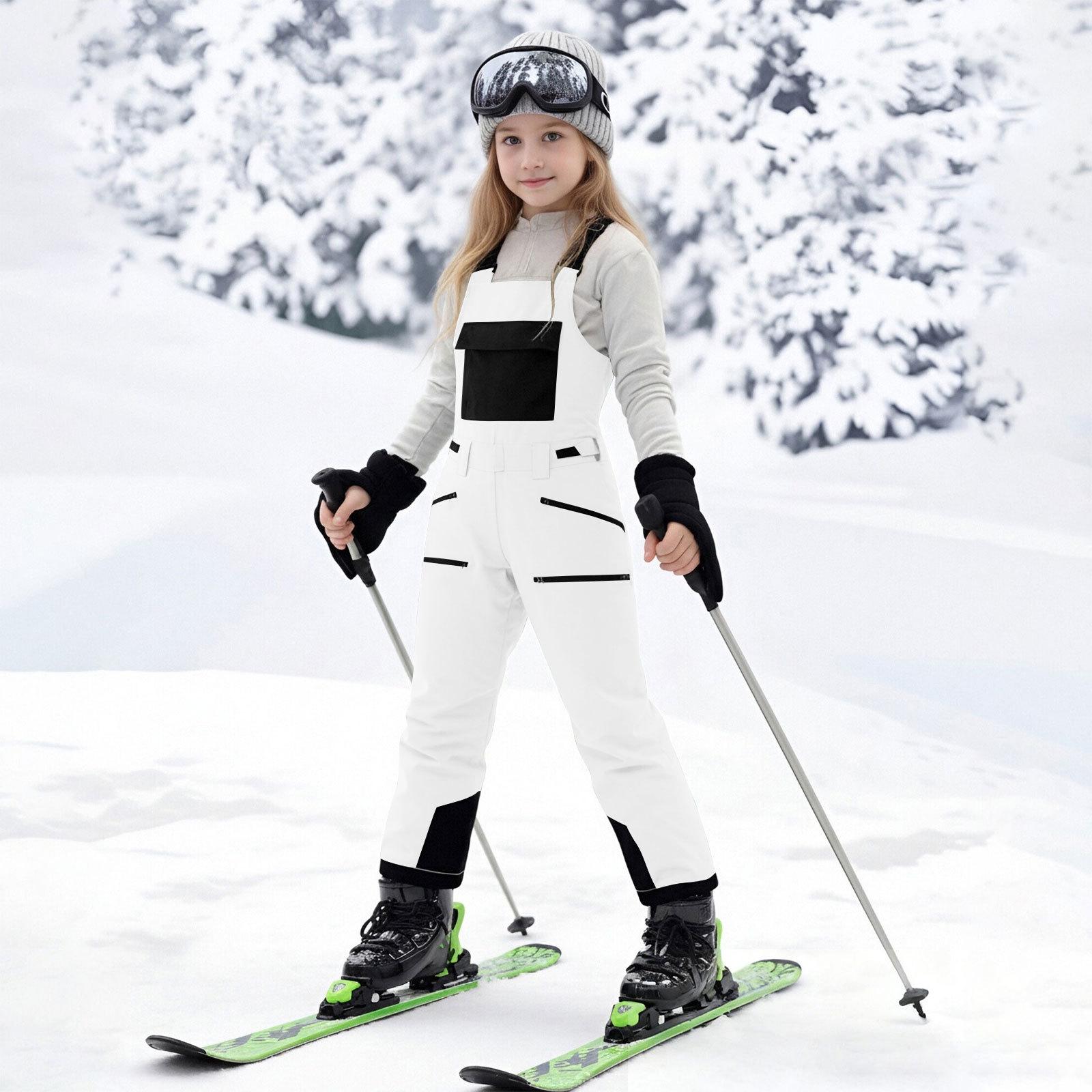 

Дитячий сніг Дівчатка Хлопчики Снігові штани Зимові Вітрозахисні Лижні комбінезони Регульований сніговий костюм Кишені 150 білий