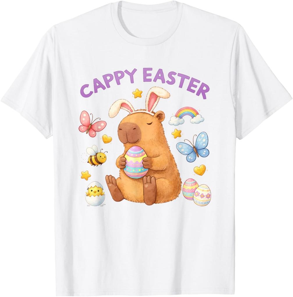 Happy Cappy Easter Capybara Spring Teachers School Unisex T-Shirt