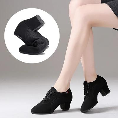 Nuove Scarpe da Ginnastica Donna Scarpe da Ballo Latino Sala da Ballo Suola Morbida Tessuto Donna Tango Jazz Salsa Scarpe Tacco Medio Donna Antiscivolo Danza