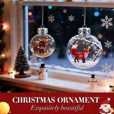 Yousheng Maravilhas da Vida Selvagem Ornamentos de Bola de Cristal Falso Decoração Animal 3D com Raposa Esquilo Veado Plástico Inquebrável Decoração de Árvore de Natal Presente