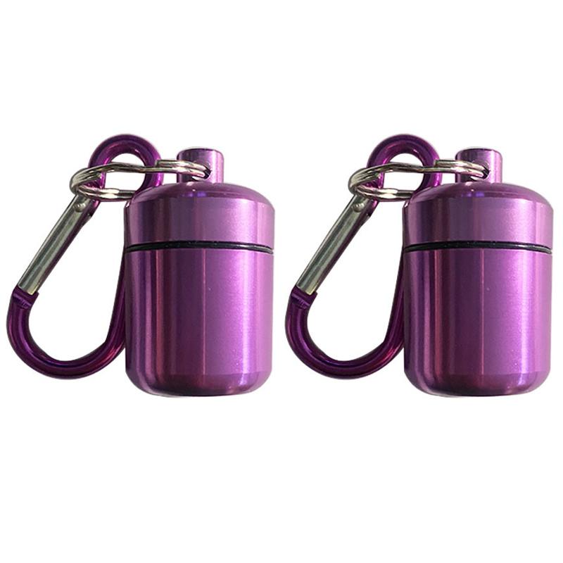 

Брелок для таблеток из алюминиевого сплава, маленькая таблетница, водонепроницаемый органайзер для таблеток, портативный держатель для таблеток Stonego фиолетовый