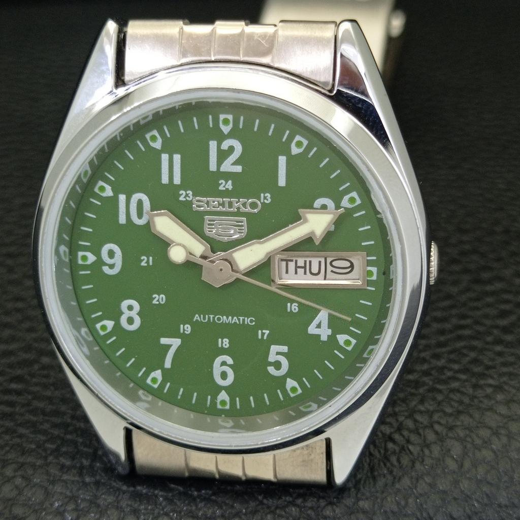 SEIKO 5 AUTOMATIC 6309A VINTAGE REFURBISHED JAPAN MENS GREEN WATCH a441680-a