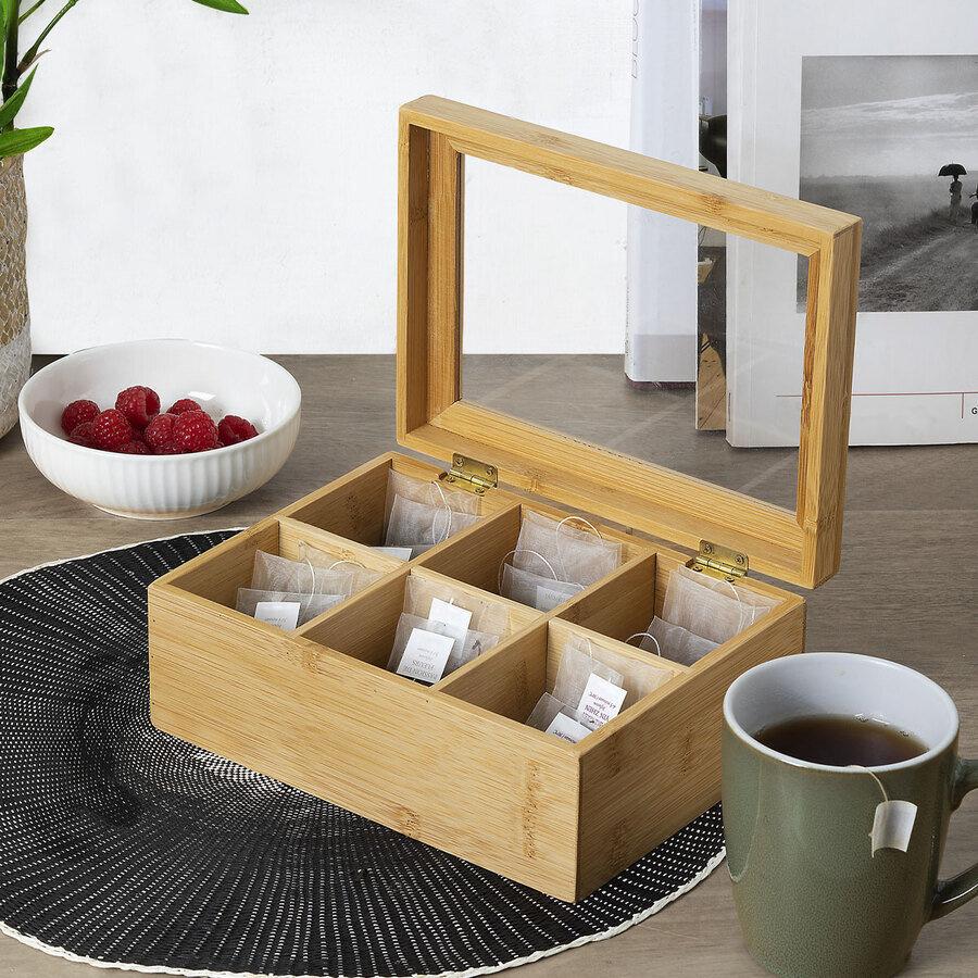 TEA BOX 22x16 BAMBOO 6 compartments