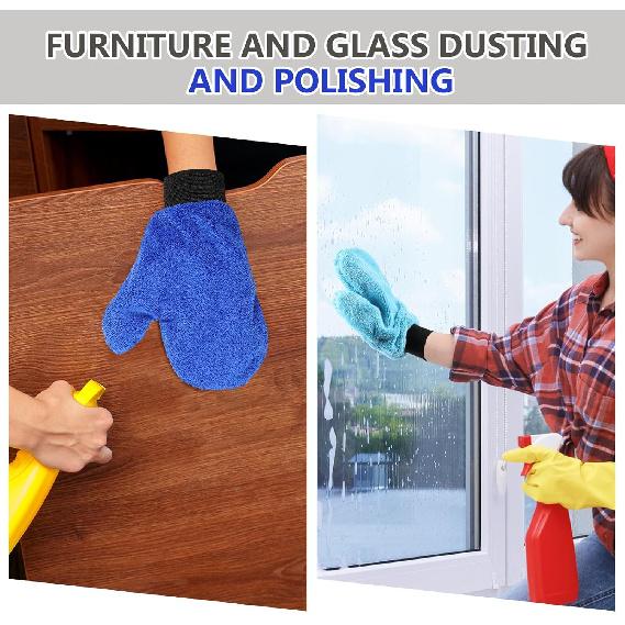 6 Pcs Microfiber Dusting Mitt With Thumb Washable Reusable Household Cleaning Mitt Car Wash Gloves Terry Weave Dusting Gloves For Plant Car Wheel