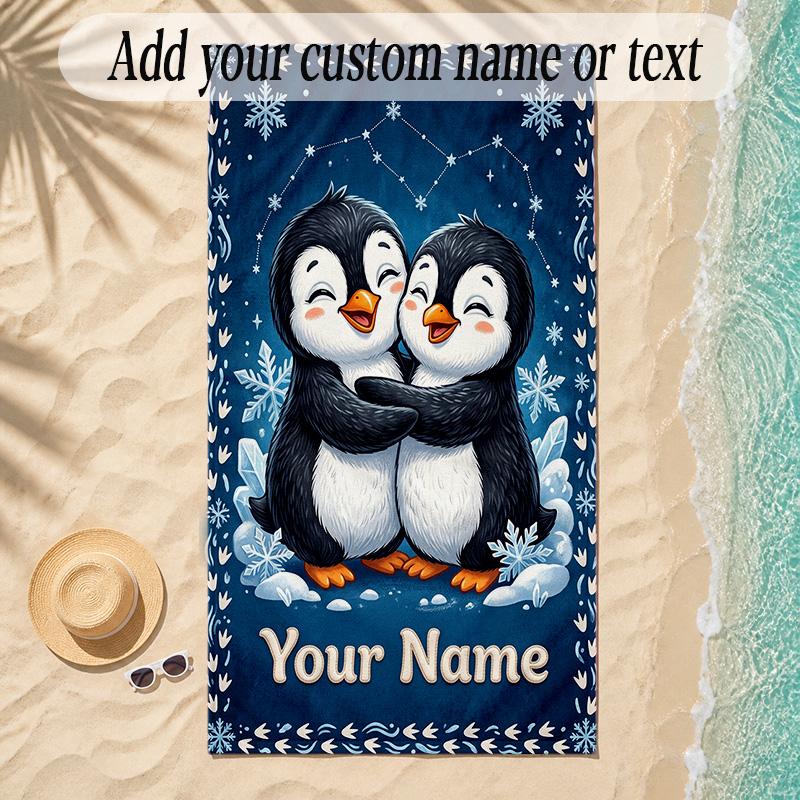 Snow Theme Soft Beach Towel Personalized Custom Name Text Towel Portable for Beach Pool Travel