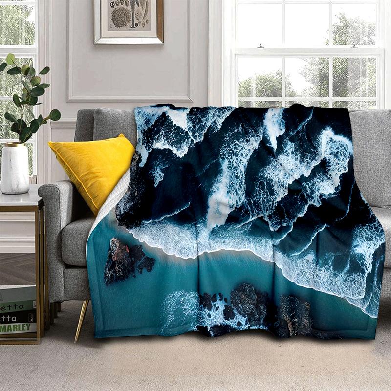 2025 New Style Sea Water Beach Reef 3D Nature Scenery Blanket,Soft Throw Blanket for Home Bedroom Bed Sofa Travel Picnic Cover