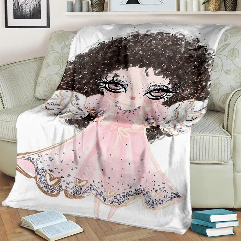 Cute Ballet Girl Ballerina Fairy Cartoon Blanket,soft Throw Blanket for Home Bedroom Bed Sofa Picnic Office Cover Blanket Kids