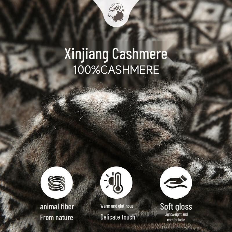 Zhaojun Women's Thick Fair Isle Cashmere Knit Sweater