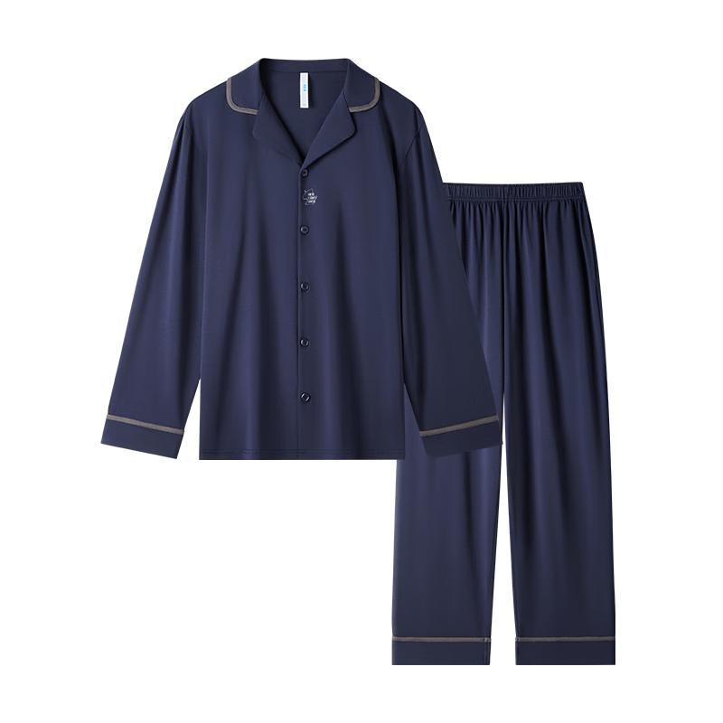 HLA Three-Body Men s 95% Cotton Antibacterial Lapel Pajama Set 2XL