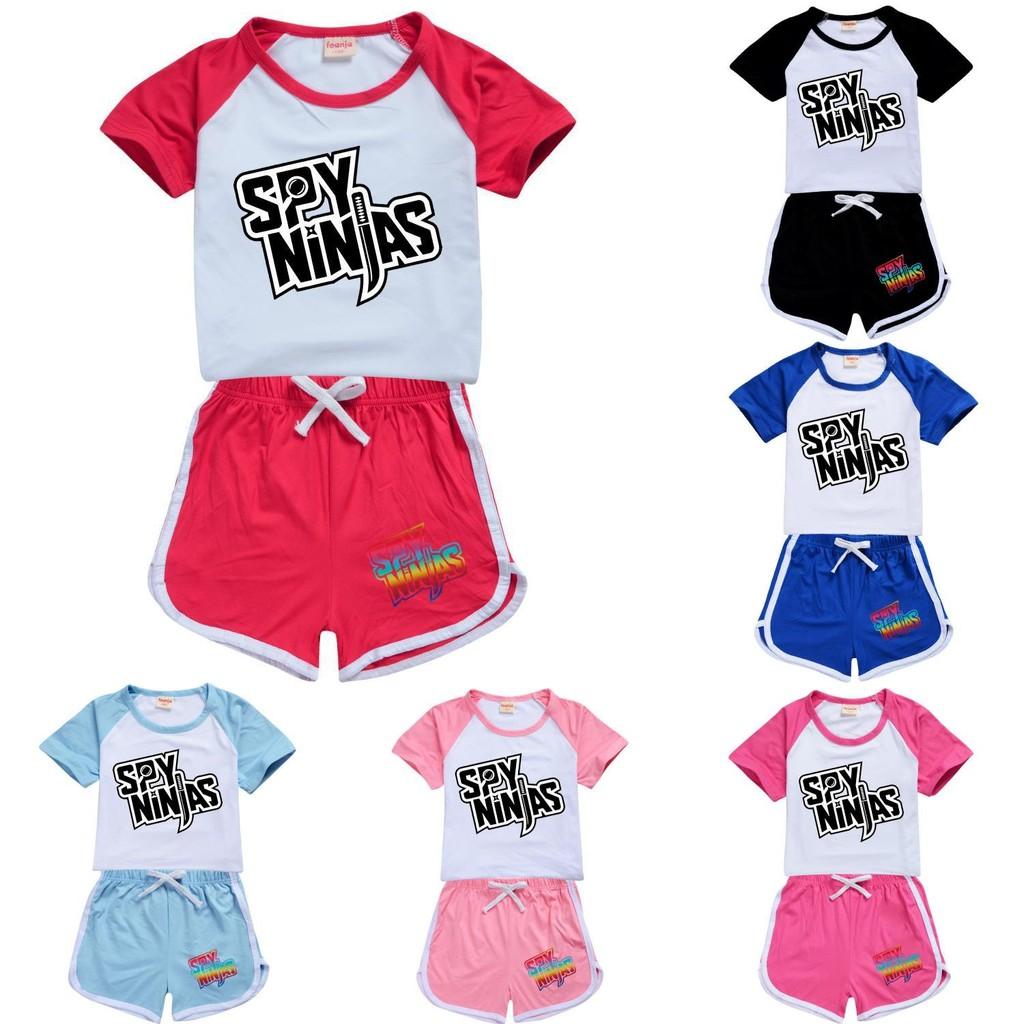 Spy Ninjas Letter Print Kids Tracksuit With Cotton And Polyester For Summer Play And Sports
