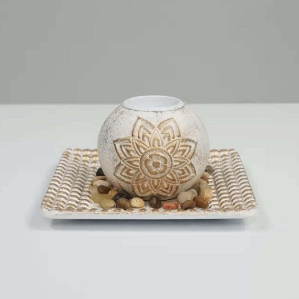 Round Spherical Candle Holder Wood Wooden Candle Holder Decorative Candlestick Gift Style B