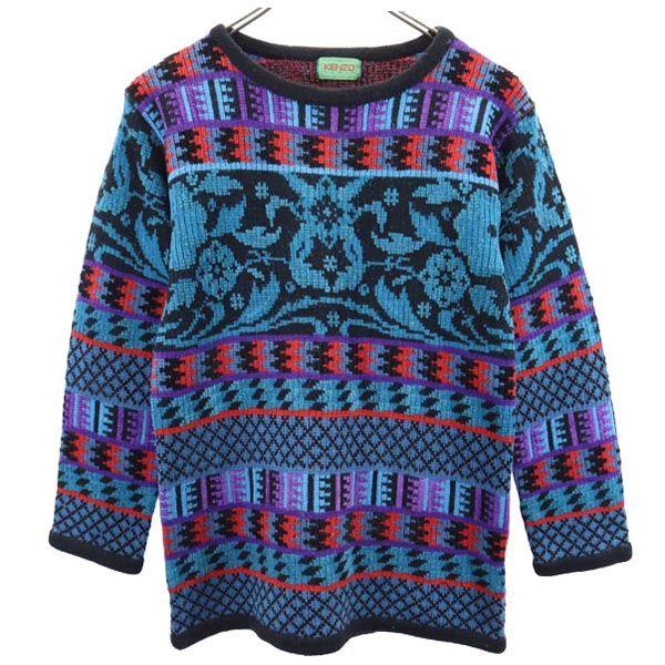 KENZO 90s Made in Japan Old Overall handle Long sleeve Crew neck knit Men's Used