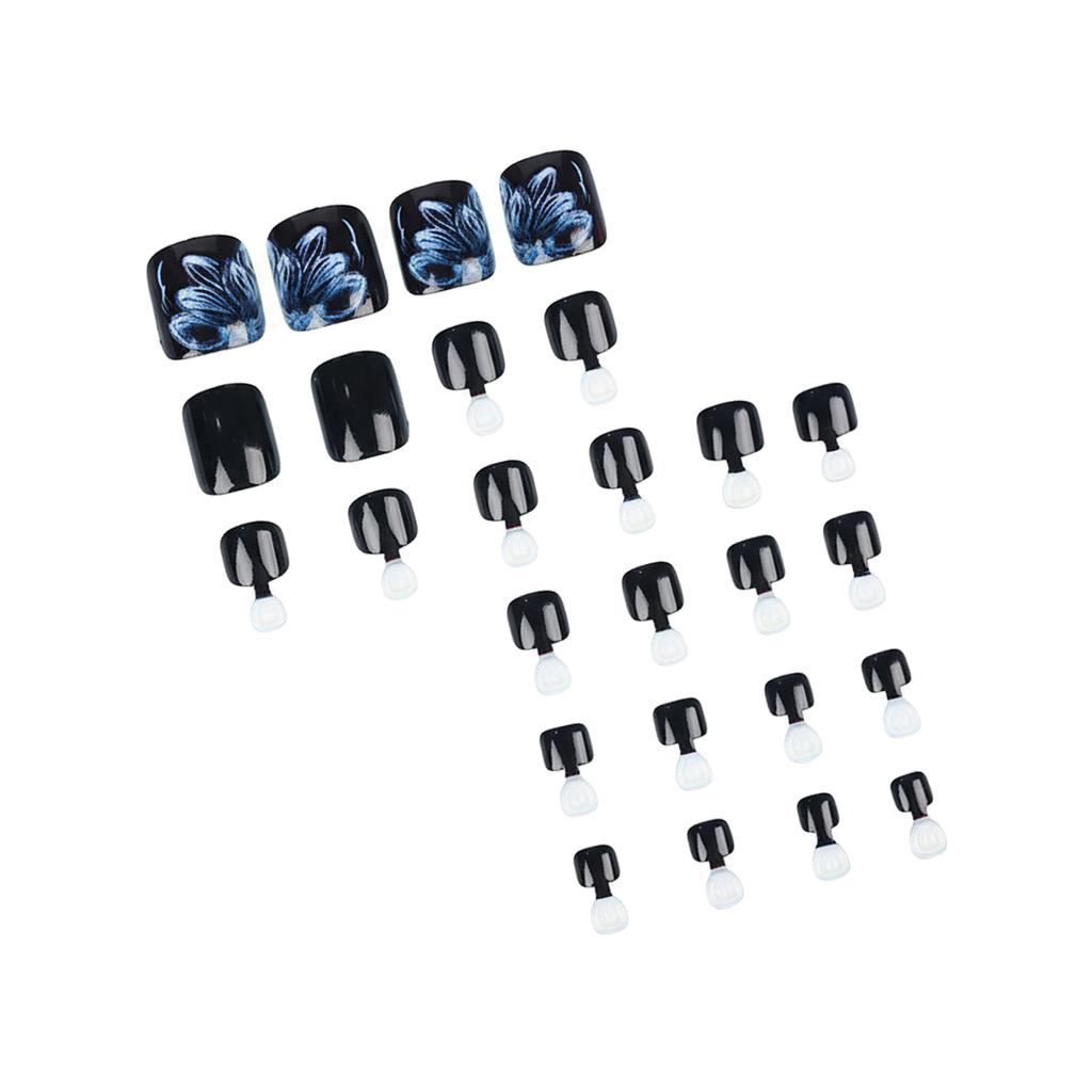 Light-Blue Petal Design False Toenails 24 Pieces Durable ABS Material Comfortable Lightweight