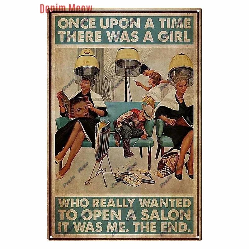 Vintage Hair Stylist Metal Tin Sign Tattoo Artist Metal Retro Hairdressing Salon Room Wall Home Decor 8x12 inch