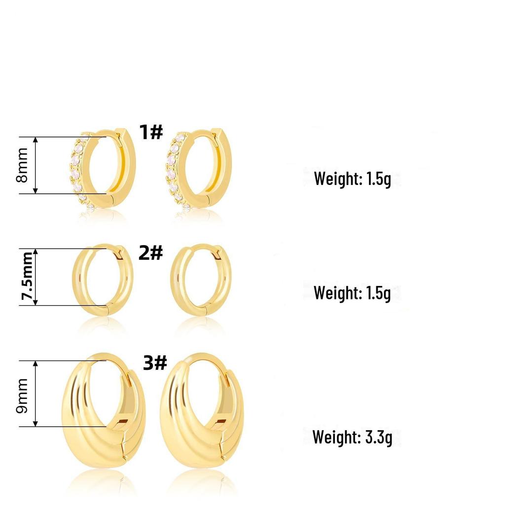 Runde Ohrclips aus Kupfer: Exquisites dreiteiliges Set mit hochwertigem, vielseitigem Design für einen anspruchsvollen Look.