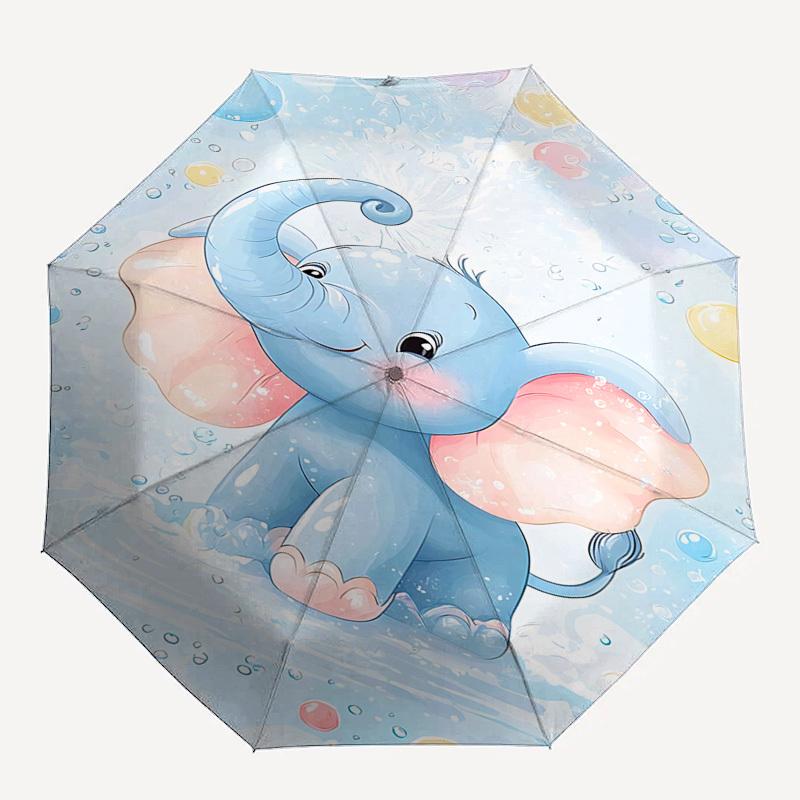 

1pc Elephant umbrella automatic open/close, 8-Rib Durable Frame, Compact Folding Design, Ideal Birthday/Holiday Gift 1199A