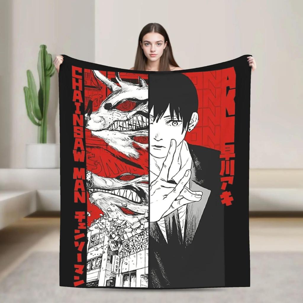 Chainsaw Man Fan Anime Blanket Super Soft Quality Throw Blanket for Winter Kids Bedroom Decor Novelty Bedspread