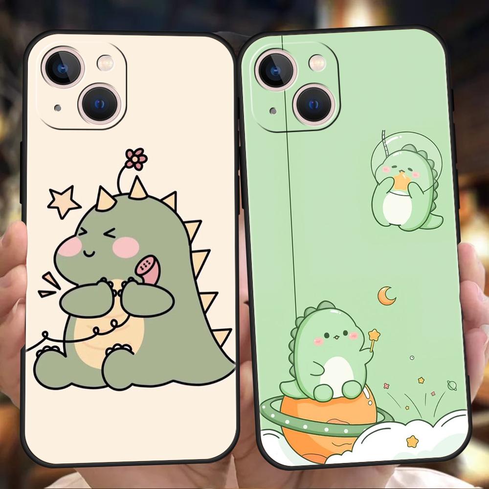 Funny Cute Cartoon Dinosaur Phone Case for iPhone 16 15 14 13 12 Pro Max 11 Pro Max 7 8 Plus XS XR Shockproof Silicon Soft Shell