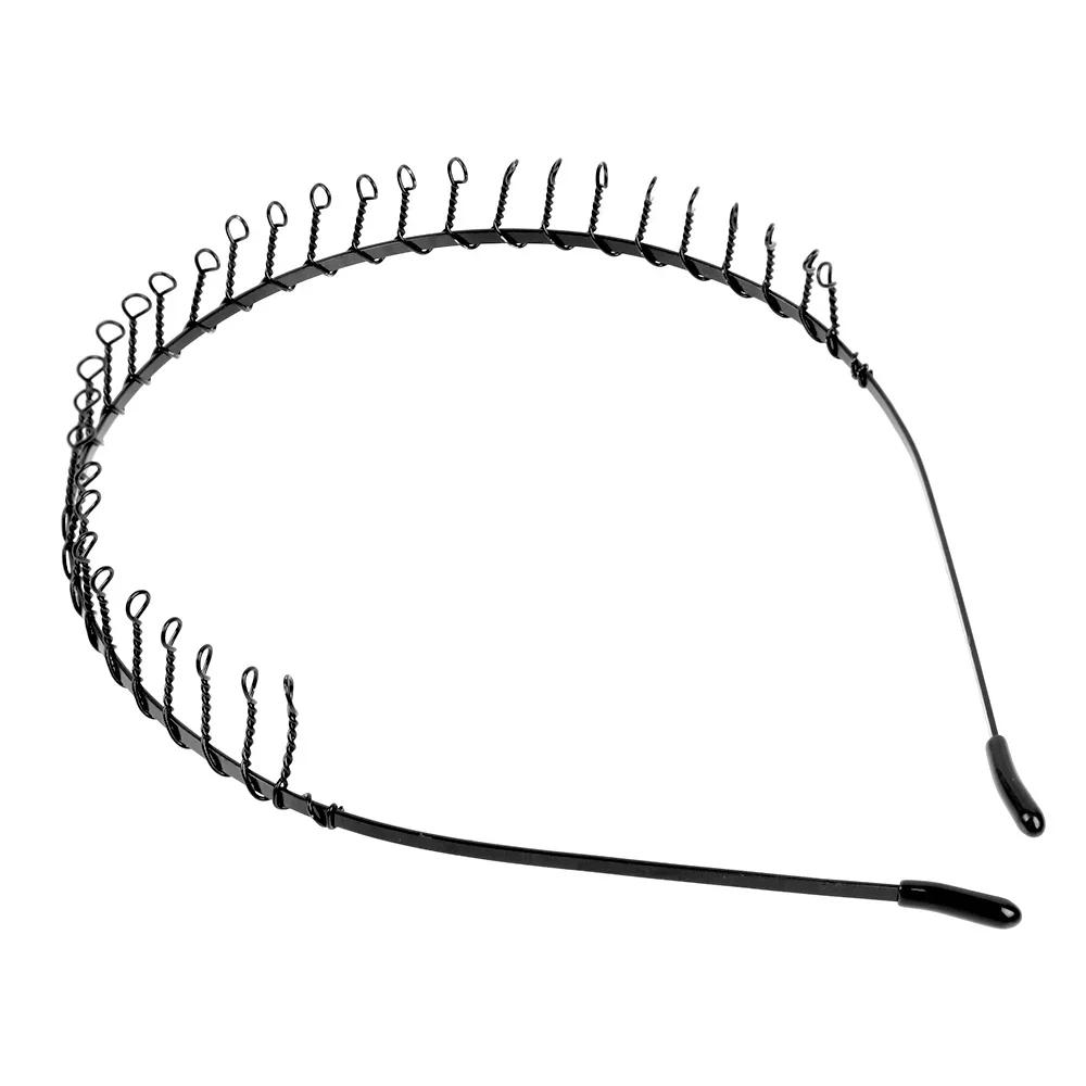 

1/8Pcs Non Slip Unisex Black Metal Spiral Wave Headband Men Women Flexible Sports Hair Band Accessories Hair Band Accessories