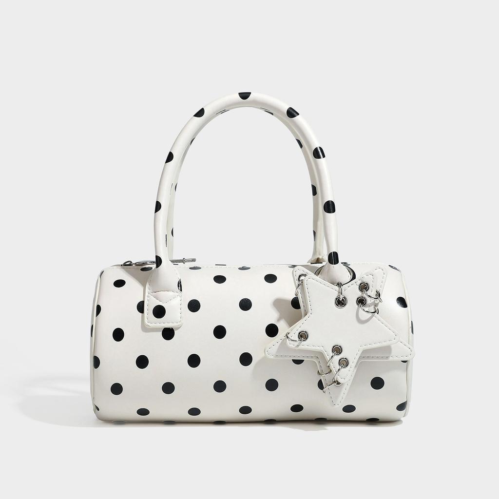 Wind Handbag for Women, Bowling Bag, Sweet Polka Dot Crossbody Bag, Boston Bag, Single Shoulder Bag for Women