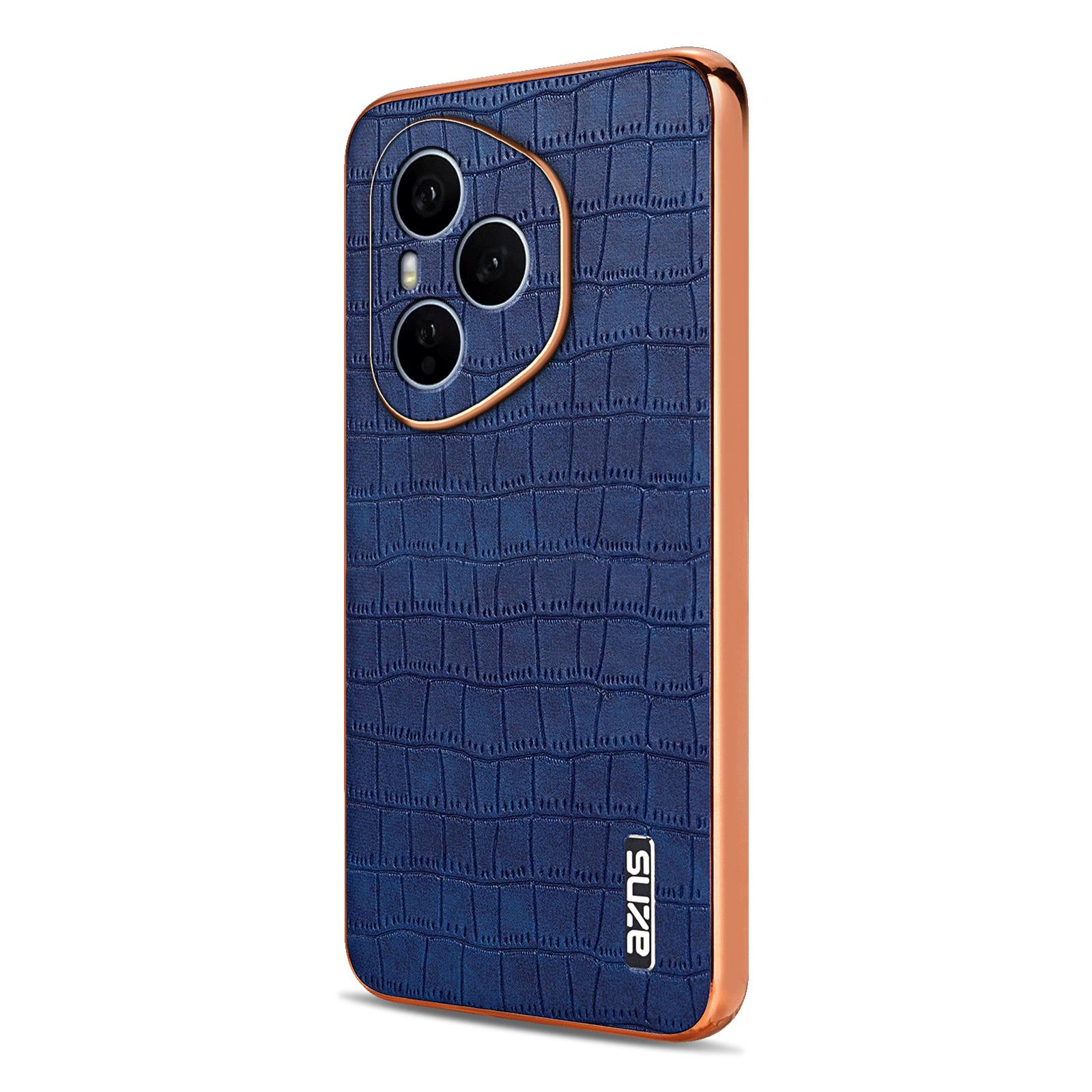 

AZNS For Honor 400 Pro 5G (Global) Case Electroplating Crocodile Texture PU+TPU Phone Cover Blue