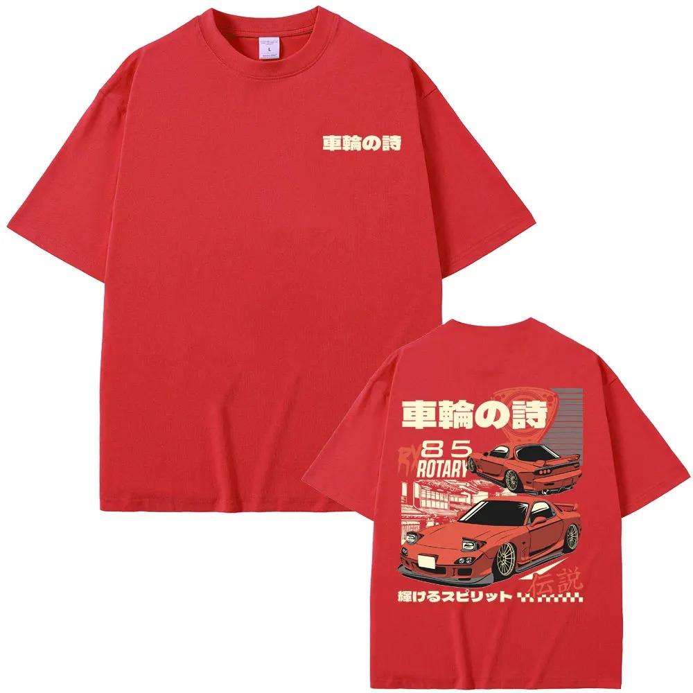 2024 Anime Initial D Drift AE86 Double Sided Print Tshirt RX-7 R34 Skyline GTR JDM Men's Vintage Harajuku Oversized T Shirts