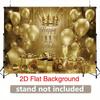 2D 11th Birthday Photography Backdrop Golden Crown & Balloon Photo Booth Banner