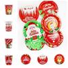 Disposable Christmas Tableware Set Santa Christmas Tree Christmas Paper Cups  Party