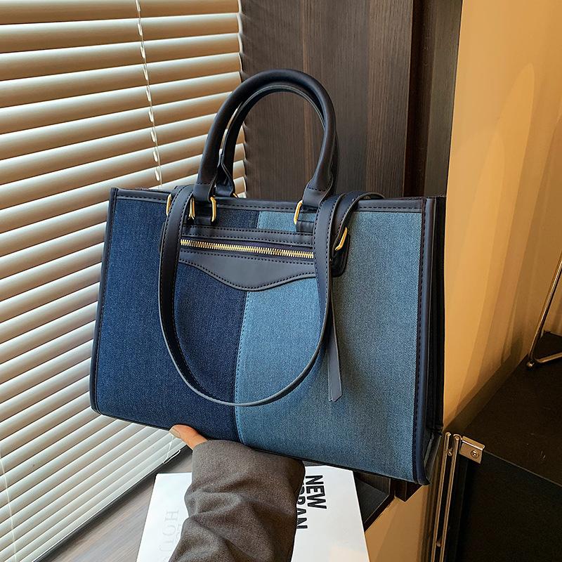Fashion Color Matching Large-capacity Bag Women's New Casual Tote Bag Versatile Commuter Shoulder Bag