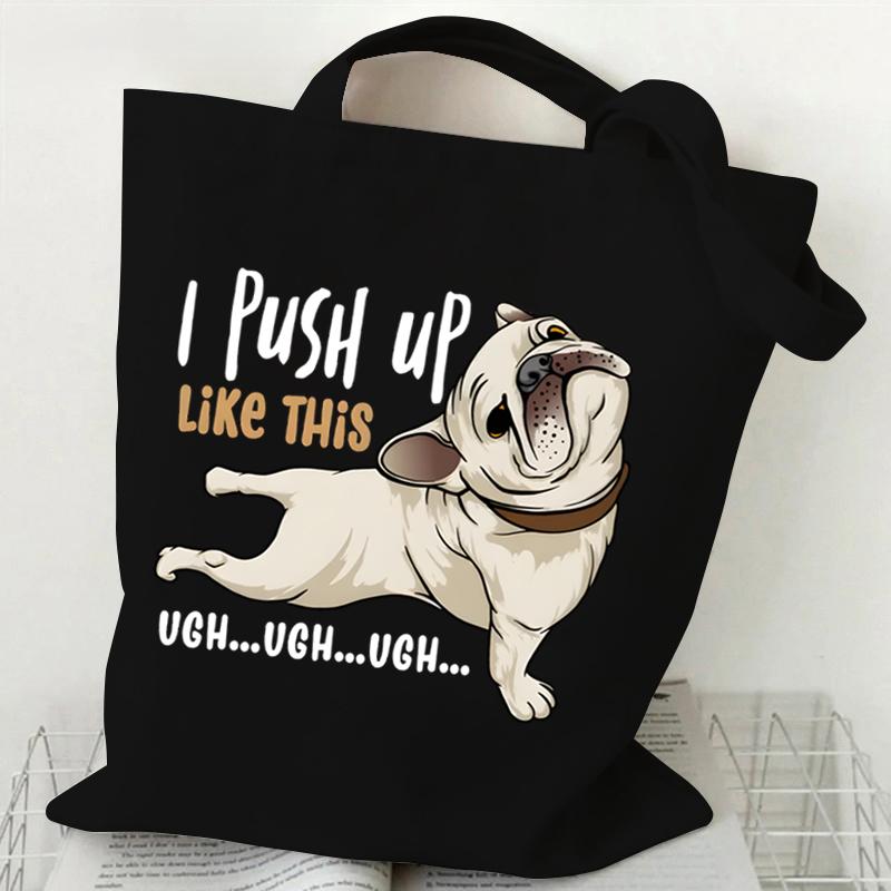 Cartoon Beagle Dog Print Canvas Tote Bag Fashion Animal Shoulder Shopping Bag for Men Women Teens
