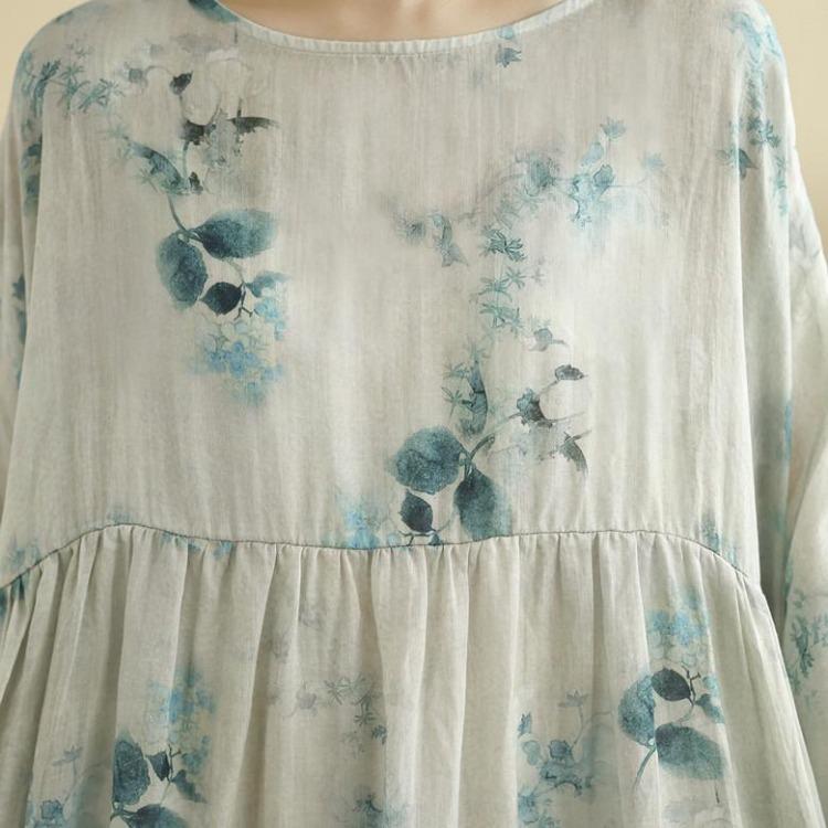 Spring  Vintage Floral Maxi Dress Loose Oversize Long Sleeve Casual Basic Printing Women Plus Size Long Dress