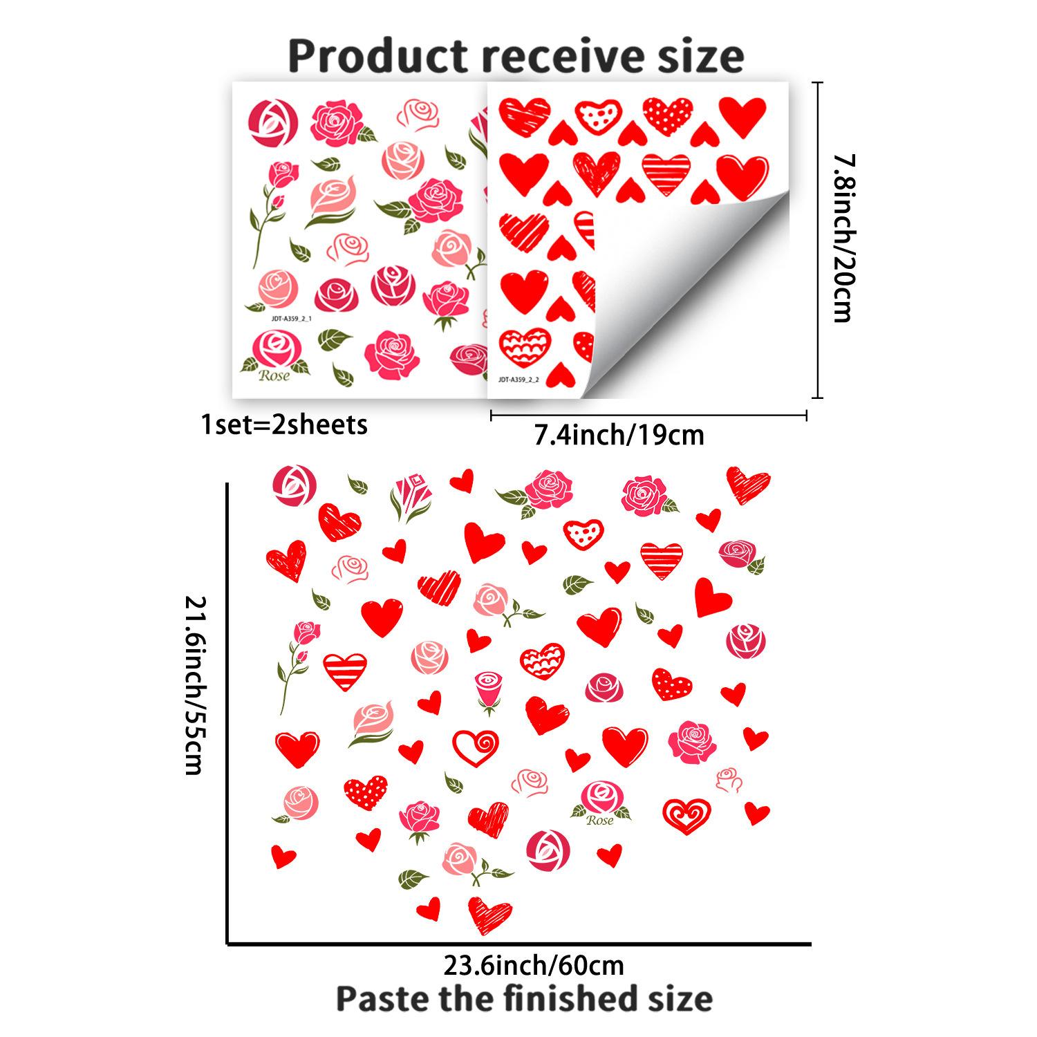 

Heart-shaped Rose Valentine s Day Decorations for Bedrooms, Living Rooms and Balconies Festive Decorative Glass Static Cling Stickers 19*20cm