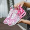Air Cushion Women's Shoes Running Shoes Flying Woven Mesh Shoes Lace-up Size Sports Shoes Women's Flat Bottom Shock Absorption Casual Shoes Large Size