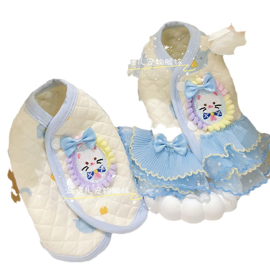 Autumn/Winter Sequin Dress Cute Bow Mesh Dress Dog Clothes Marzis York Summer Buckle Warm Home Dress Designer Dog Clothes