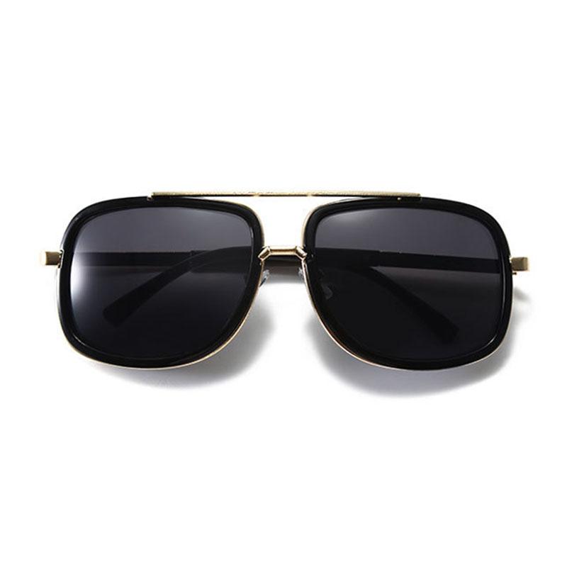 Non-polarized Double Bridges Square Frame Oversized Sunglasses Women Popular Metal Sunglasses Men Punk Driving Sun Glasses