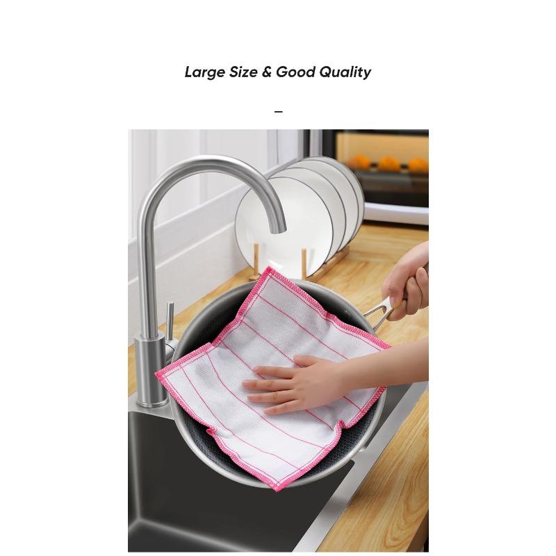 5 Piece Thick Dry and Wet Cleaning Towel, Kitchen Cleaning Cloth, Dishwashing Towel 5-pack розовый