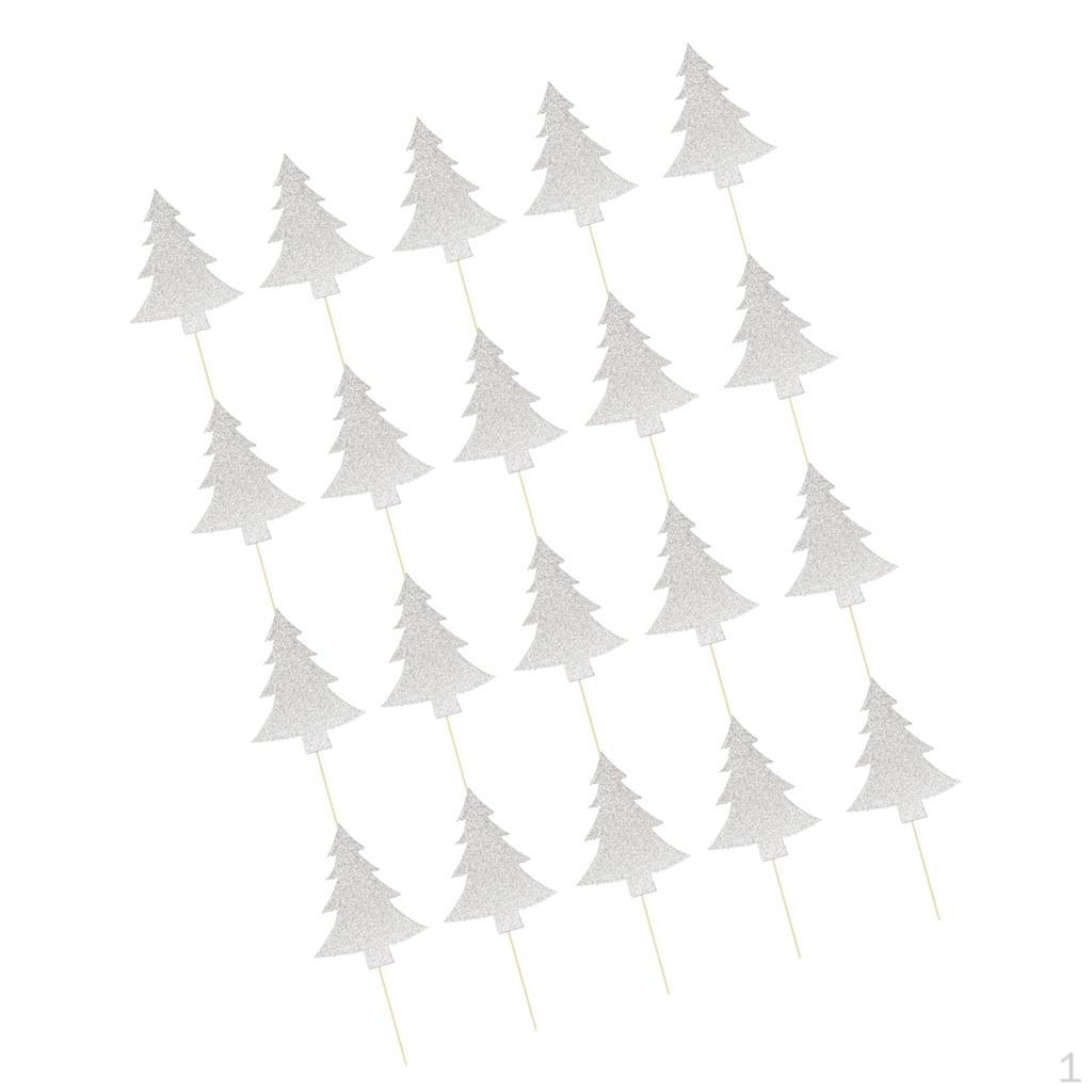 

20/set / Tree Cake Topper Cupcake Food Picks срібний