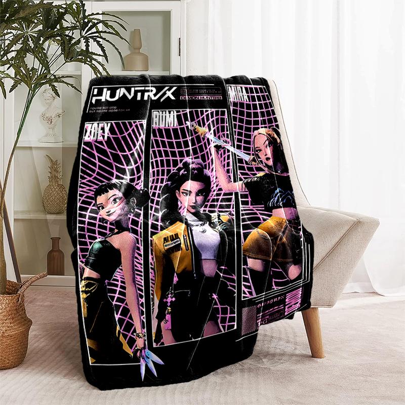 1pc Blanket Kpop Hunter12 Print Design, Lightweight Blanket for Sofa, Bed- Soft &Warm, Gift for All Seasons like Christmas, Halloween